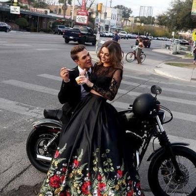2 Piece Prom Gown,Two Piece Prom Dresses,Black Evening Gowns,2 Pieces Party Dresses,Black Evening Gowns,Formal Dress For Teens PD20193707