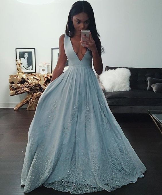 V neck prom dresses 2019 cheap