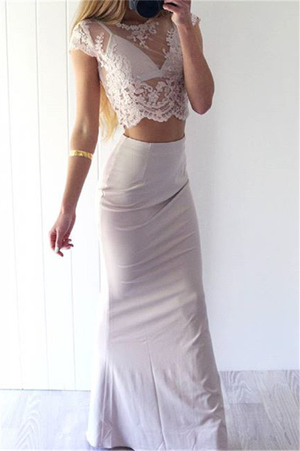 white fitted evening gown