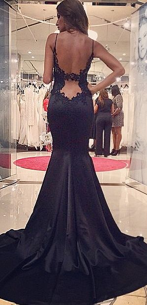 black mermaid style prom dress