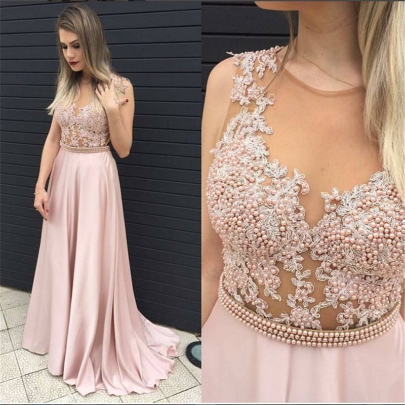 pearl pink long dress