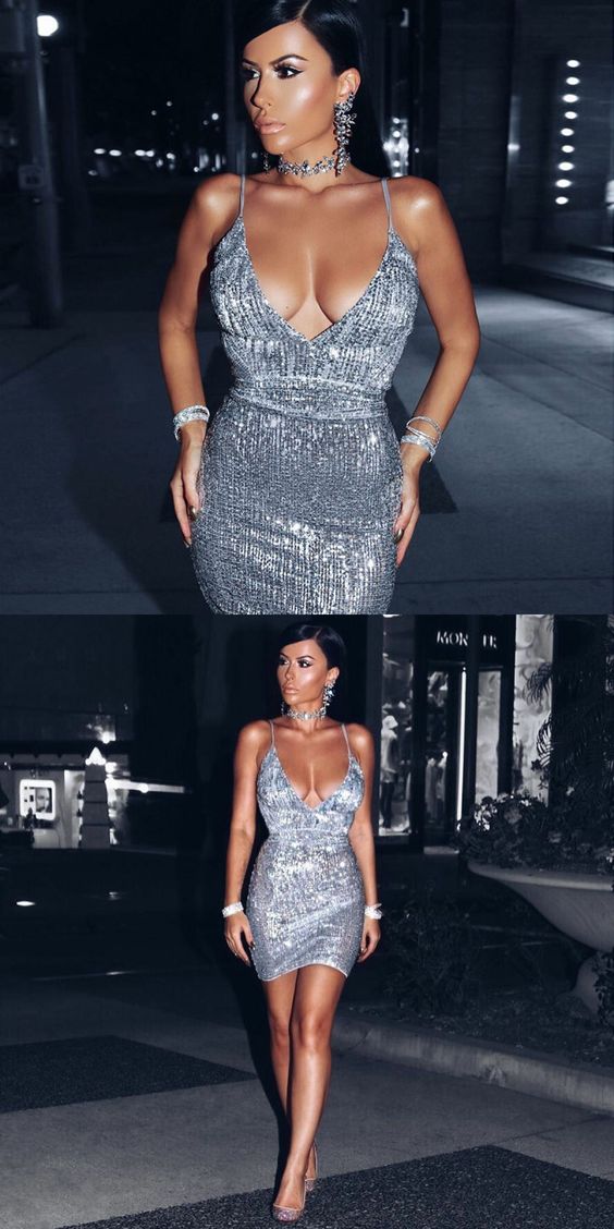 short sparkly silver dress