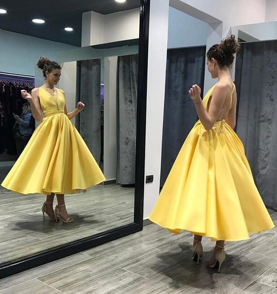 yellow ankle length dress