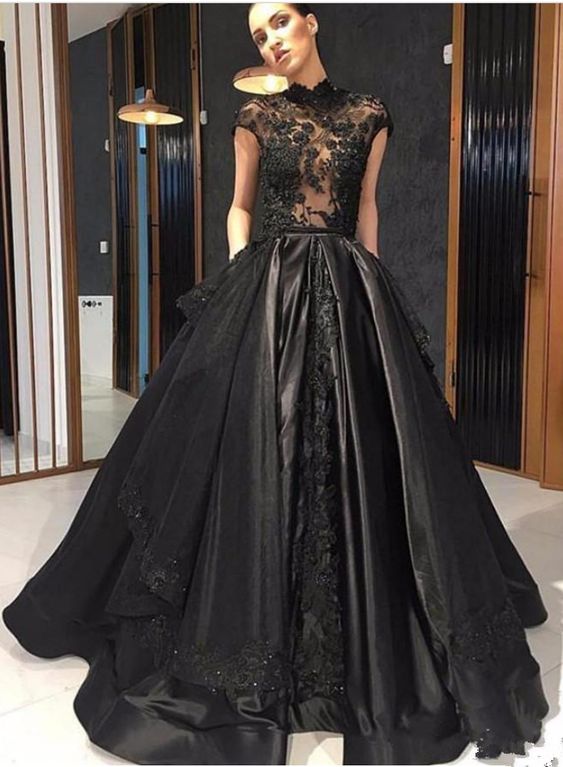 modest black prom dresses
