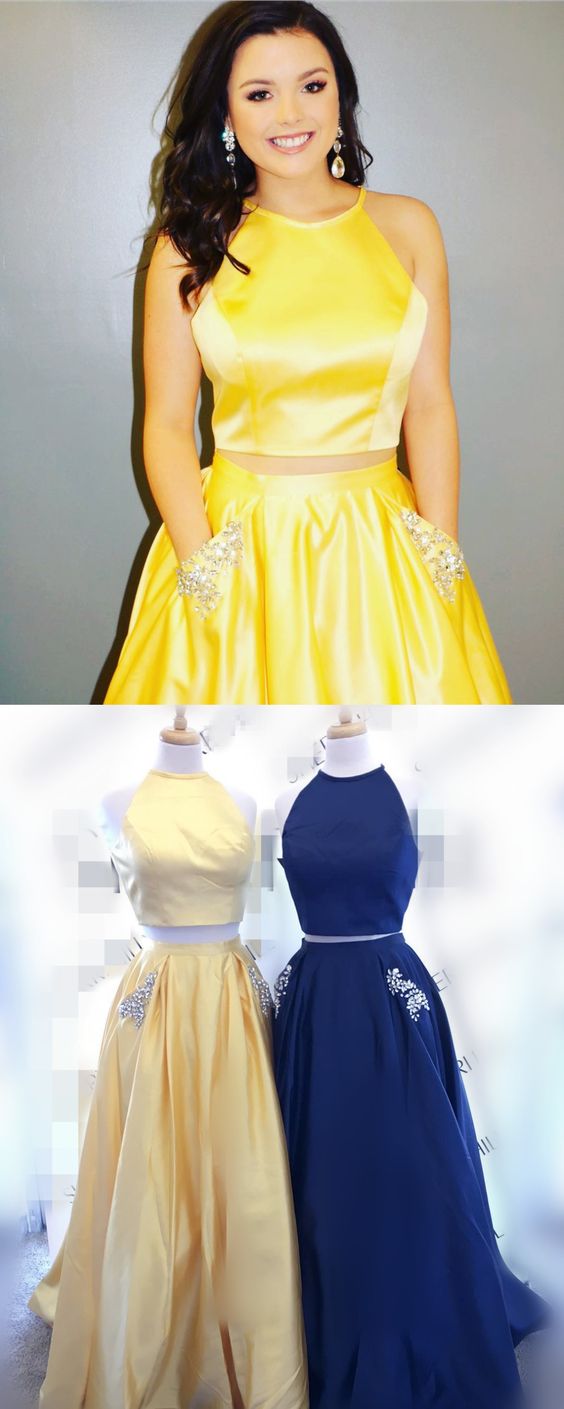 navy and yellow prom