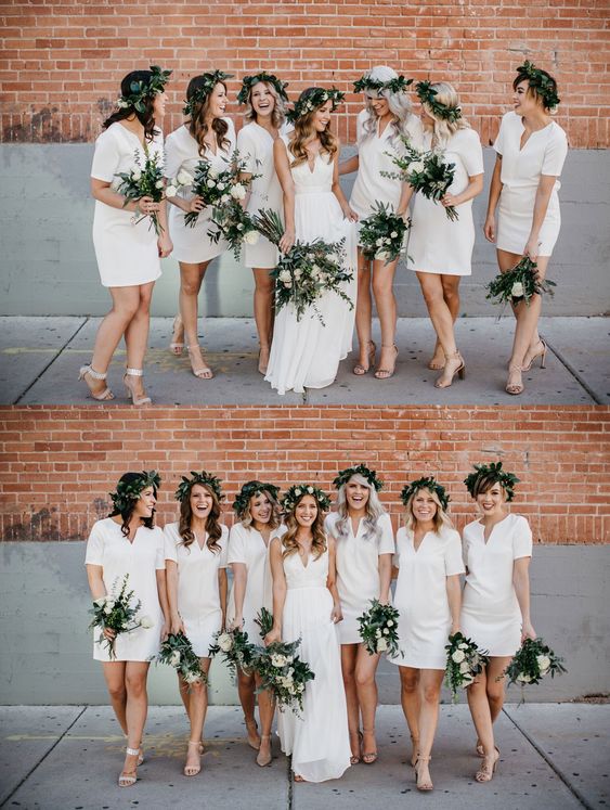 simple white bridesmaid dresses