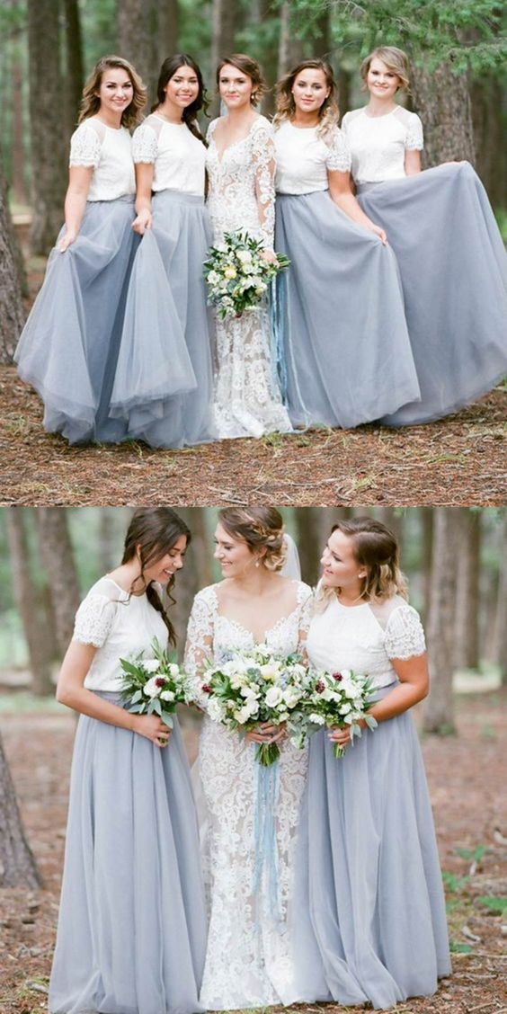 modest dusty blue bridesmaid dresses