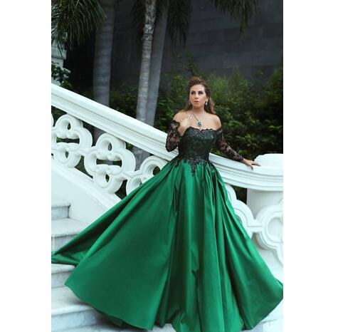 Black and green formal dress deals