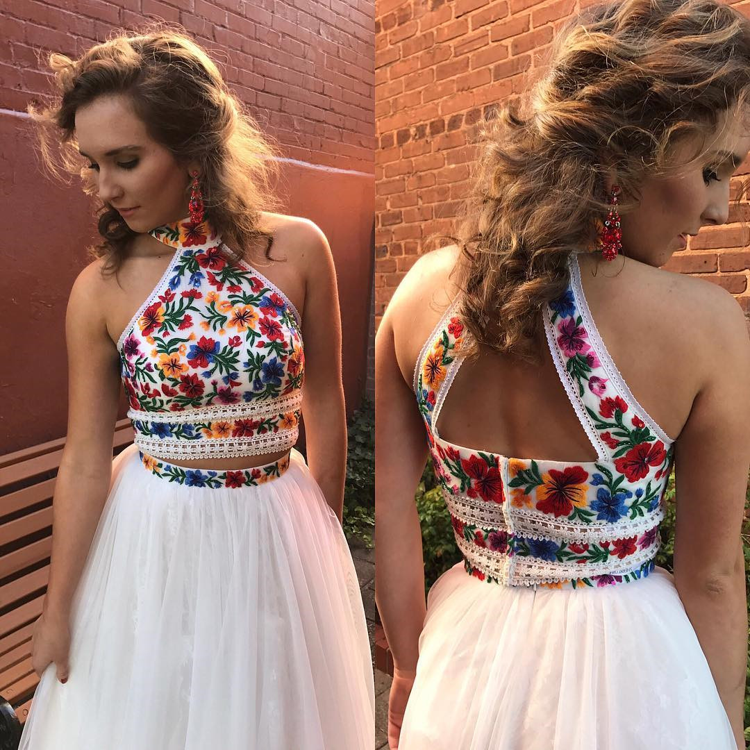embroidered homecoming dress