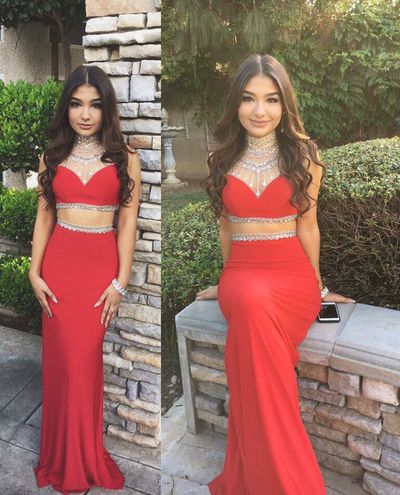 2 piece tight prom dresses