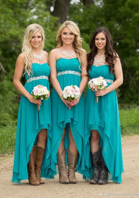 turquoise and yellow bridesmaid dresses