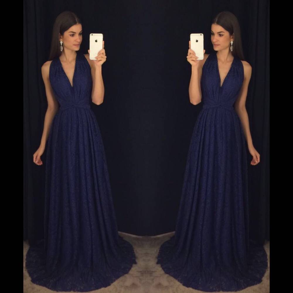 long navy gown