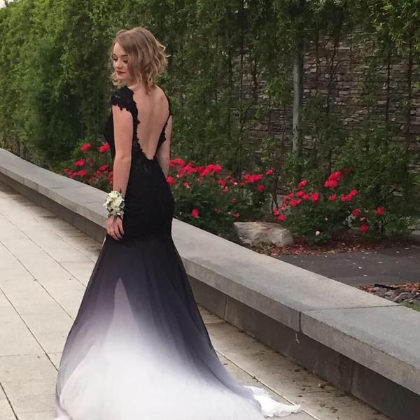 White Prom Dress Ombre Evening Dress Prom Dresses Black Prom Gowns Chiffon Formal Gowns Teens Brides On Luulla
