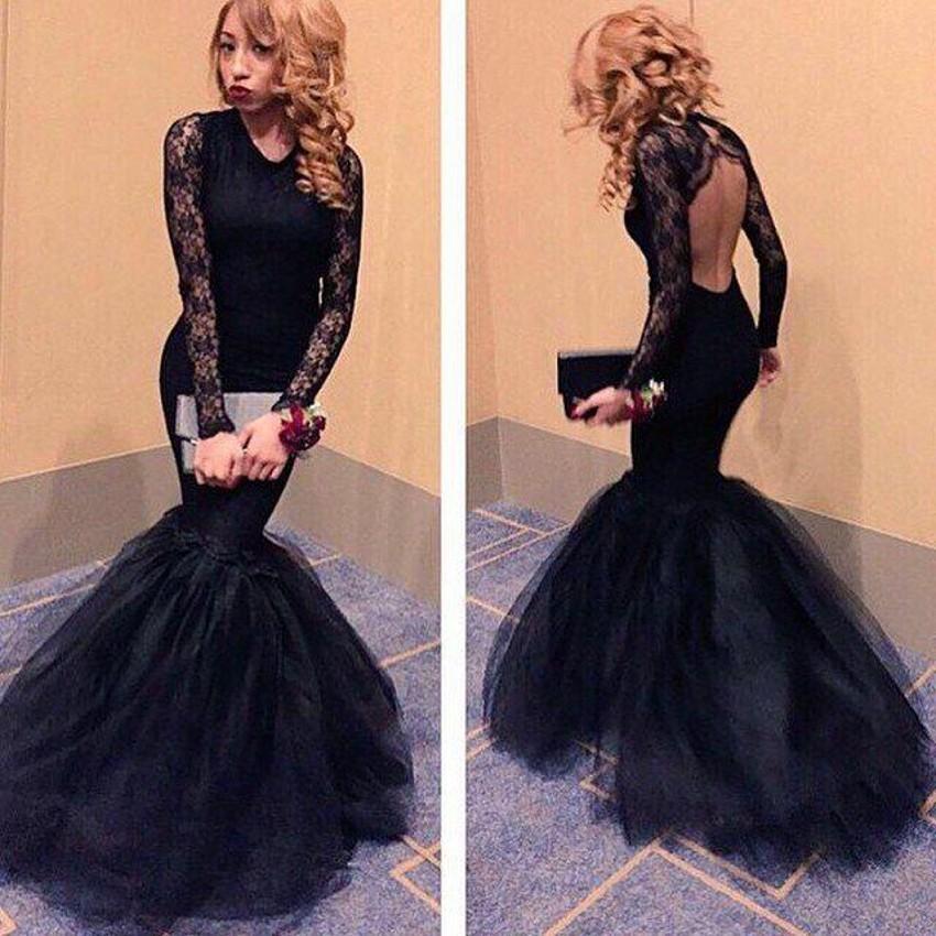 black formal mermaid dress