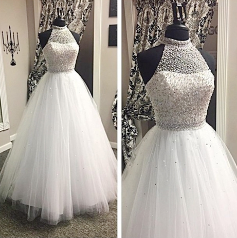 silver and white formal dresses