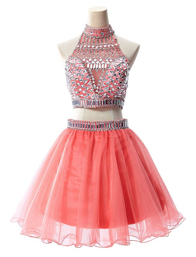 Homecoming Dress 2 Piece Homecoming Dresses Silver Beading