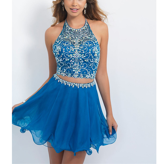 2 piece red homecoming dress