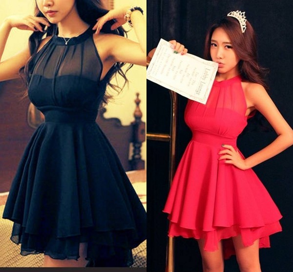 Elegant Navy Blue Homecoming Dress Chiffon Short Prom Dress Sweet