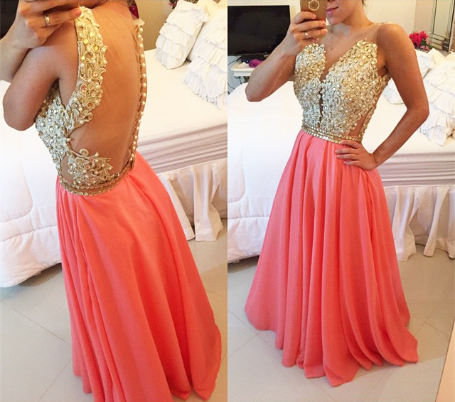 Coral and shop gold dress