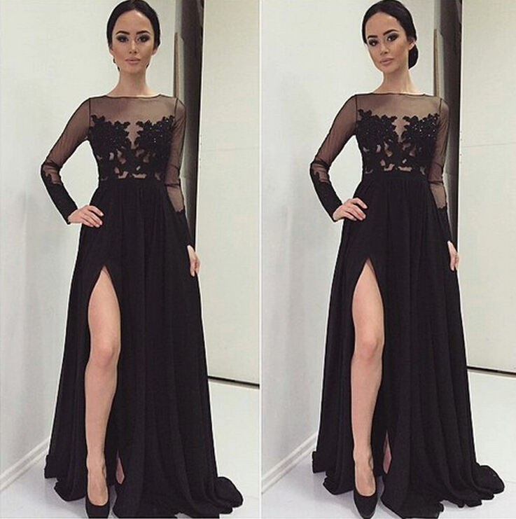 black lace gown dress