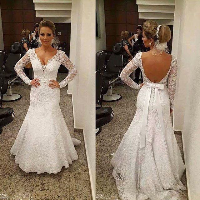 Halter Backless Mermaid Bridal Gown Dresses Lace vestido de noiva