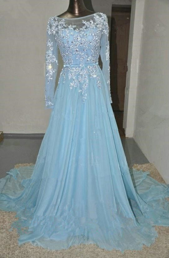 sky blue gown design