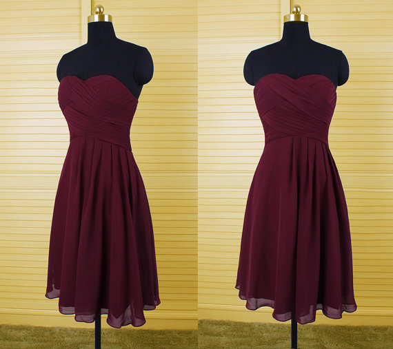 Burgundy Bridesmaid Dresses Knee Length Bridesmaid Gown Summer