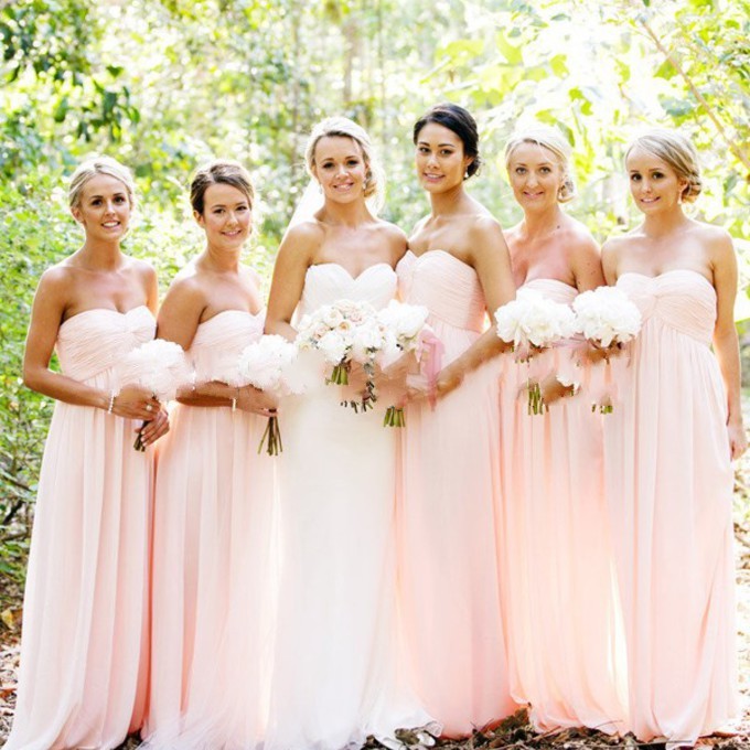 blush bridesmaid gowns