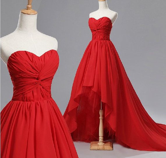 red high low prom dress