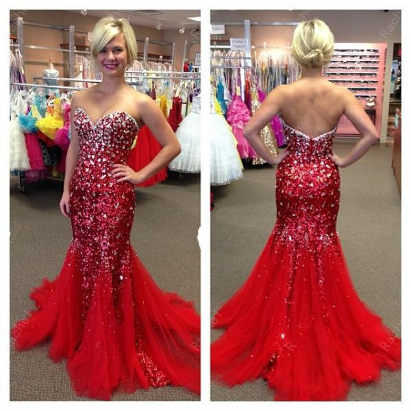 red prom dresses 2019 mermaid