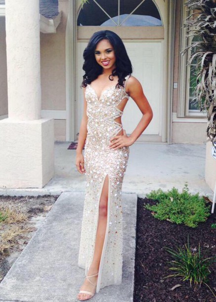 white sparkly homecoming dress