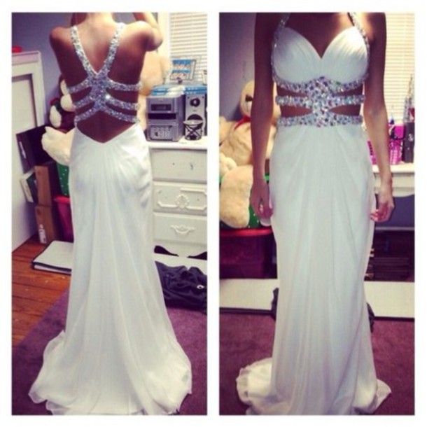 Backless Prom Dresses White Prom Dress Open Back Formal Gown Open Backs Prom Dresses Sexy Evening Go On Luulla