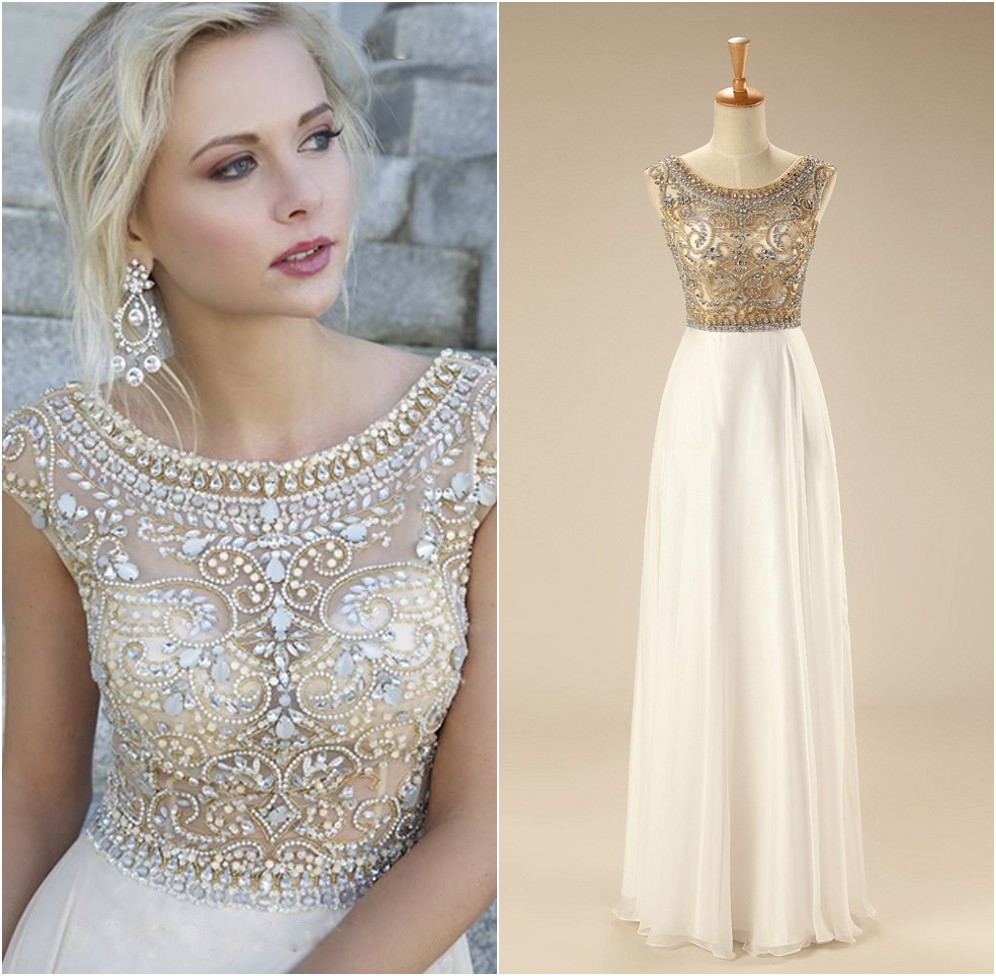 white and silver formal dress