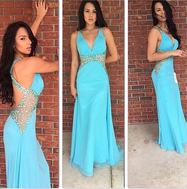 Backless Prom Dresses blue Prom Dress backless Prom Gown open Back