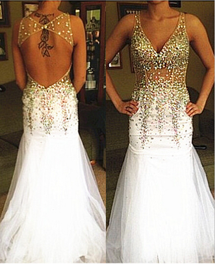 White prom gowns on sale 2019