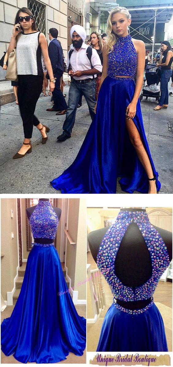 Royal blue two piece dress discount