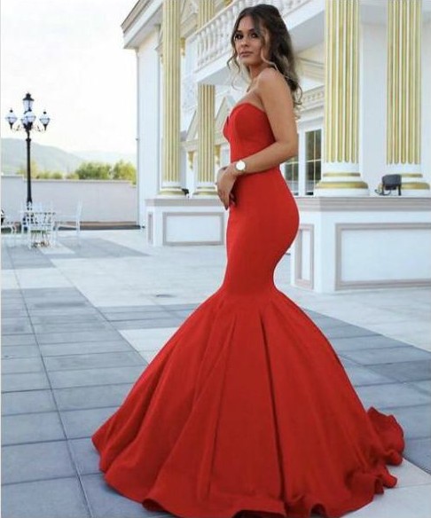 red sweetheart mermaid dress