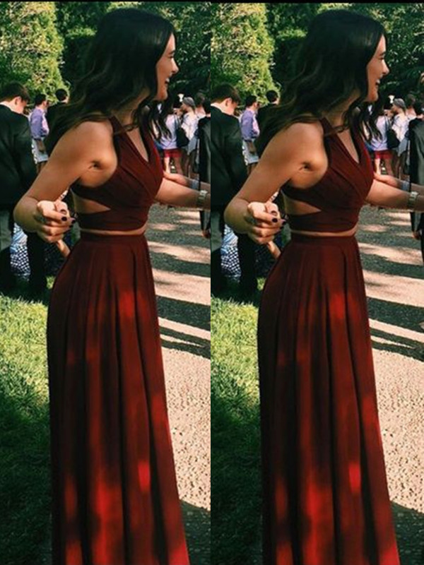 burgundy 2 piece dress