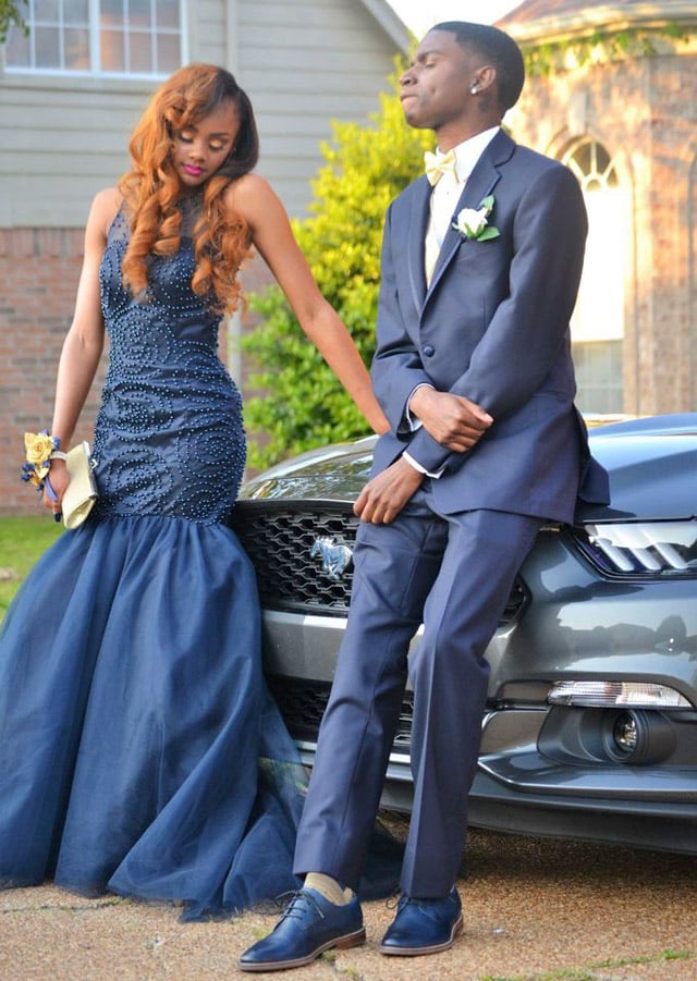 navy prom dress and tux