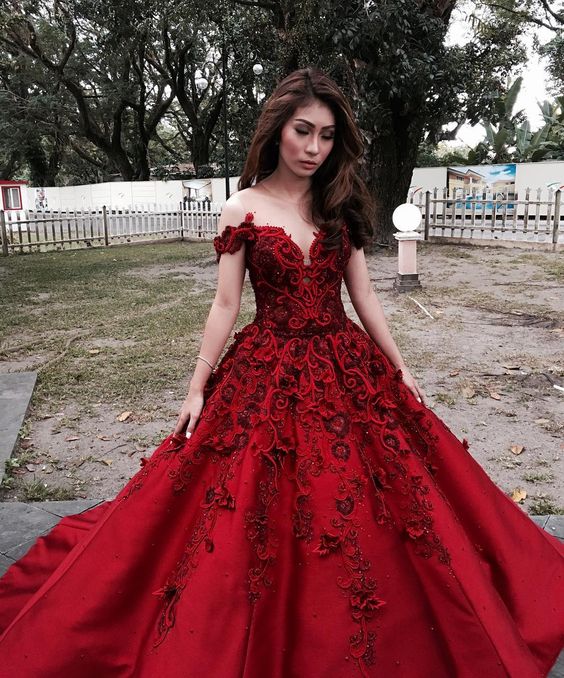 Dark red top prom dresses 2019
