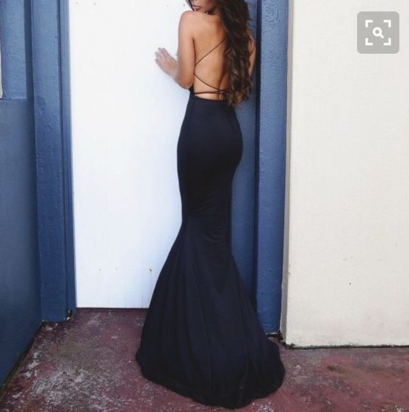 black backless prom dress