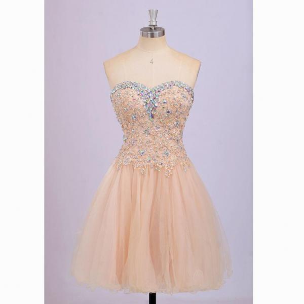 Homecoming Dress lace Homecoming Dresses short Prom Gown champagne