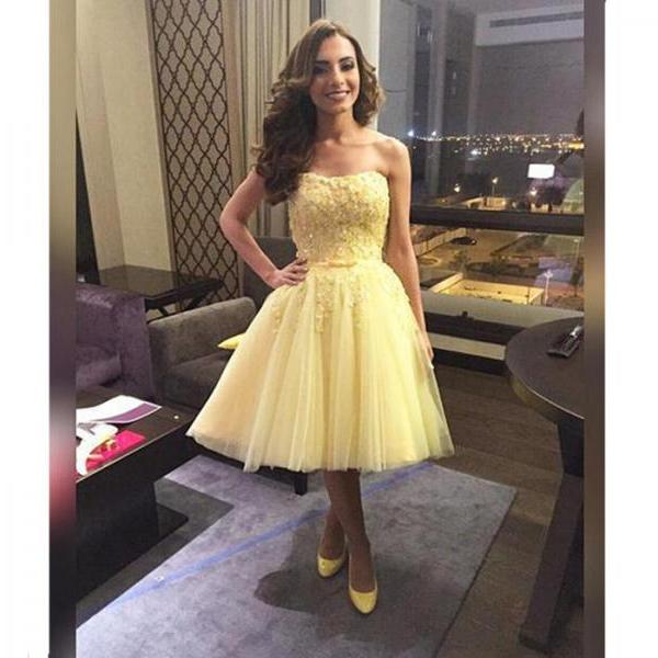 Lace Homecoming Dress Yelllow Homecoming Dress Yelllow Homecoming Dress Lace Homecoming Dress Short On Luulla
