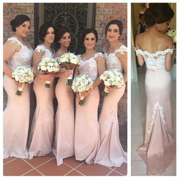 white fitted bridesmaid dresses