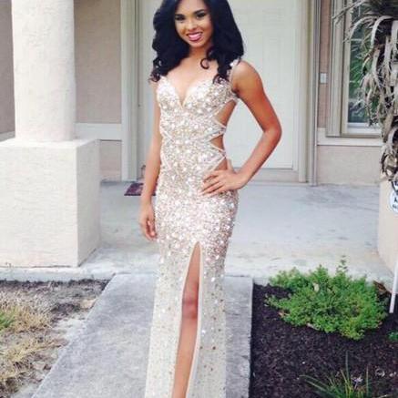 white sparkly evening gown