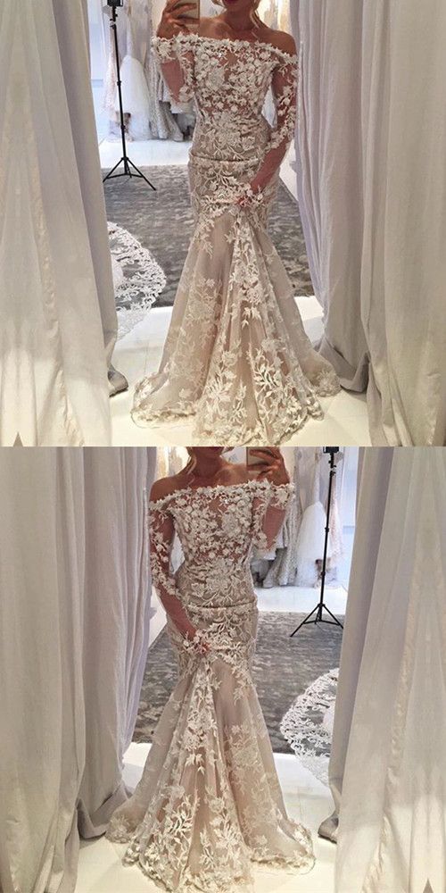 Long Sleeves Wedding Dress,mermaid Wedding Gowns,mermaid Evening Dress ...